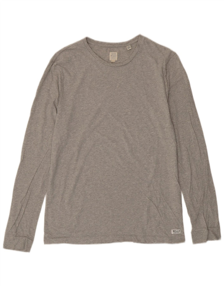 JACK WILLS Top masculino de manga comprida de algodão cinza médio