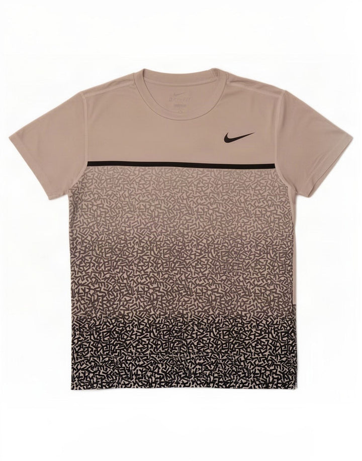 Camiseta Nike masculina Dri Fit Graphic Top cinza médio poliéster geométrico