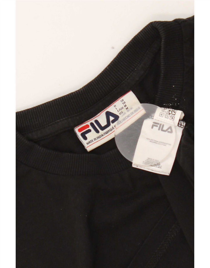 Fila Mens Graphic T-Shirt Top Médio Algodão Preto