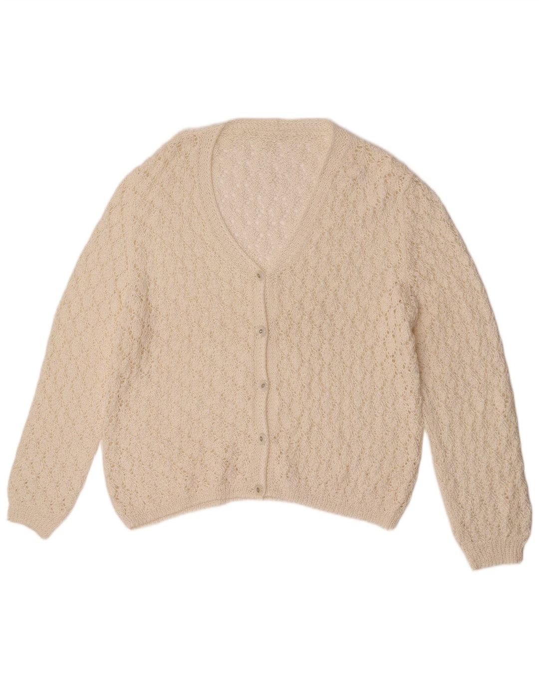 Suéter Cardigan Feminino Vintage UK 18 XL Branco