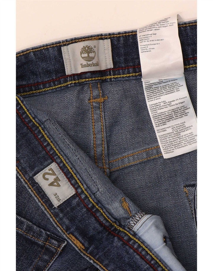 Calça jeans reta masculina Timberland W42 L32 azul algodão