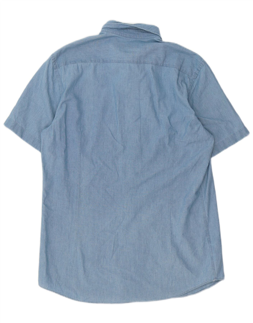 Camisa masculina de manga curta Massimo Dutti grande algodão azul