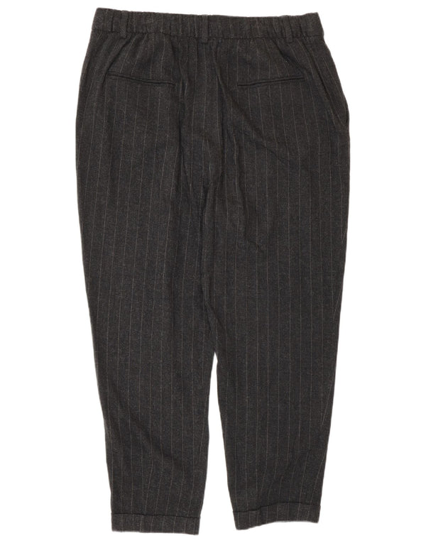Zara Calça feminina cônica cortada grande W30 L24 listrada cinza