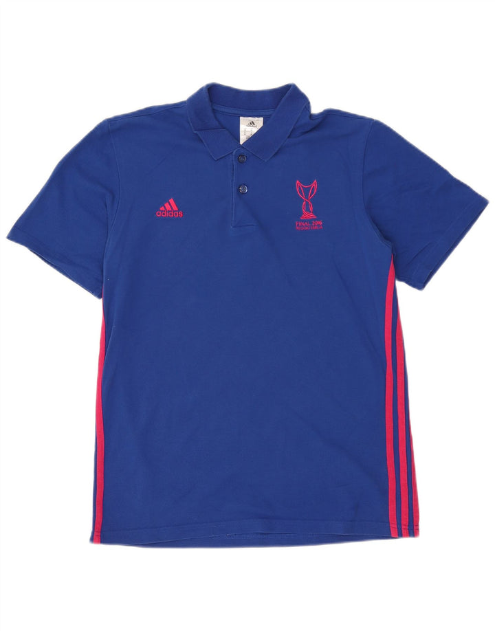 Adidas Mens Graphic Polo Camisa Azul Médio Algodão