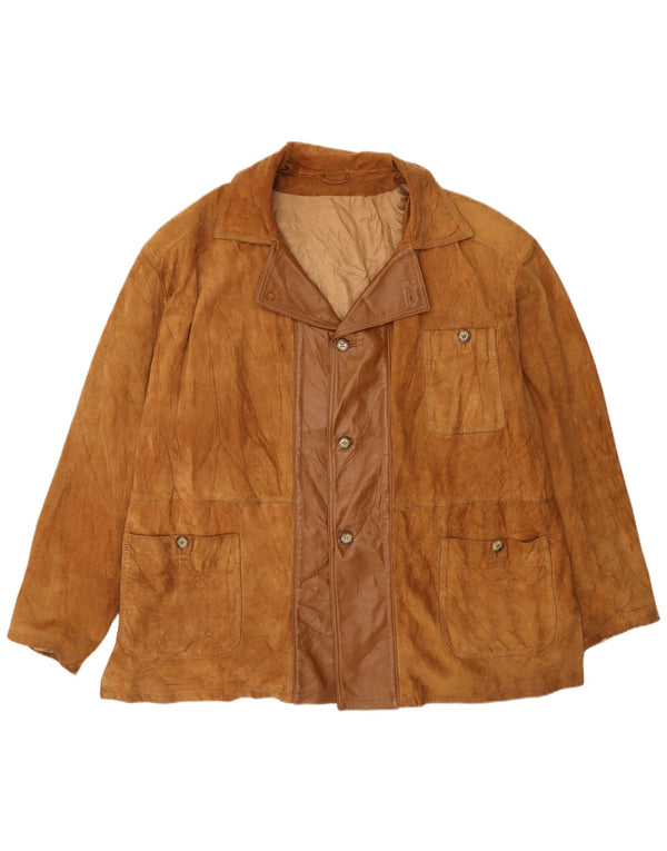 Jaqueta masculina vintage de camurça IT 54 XL couro bege