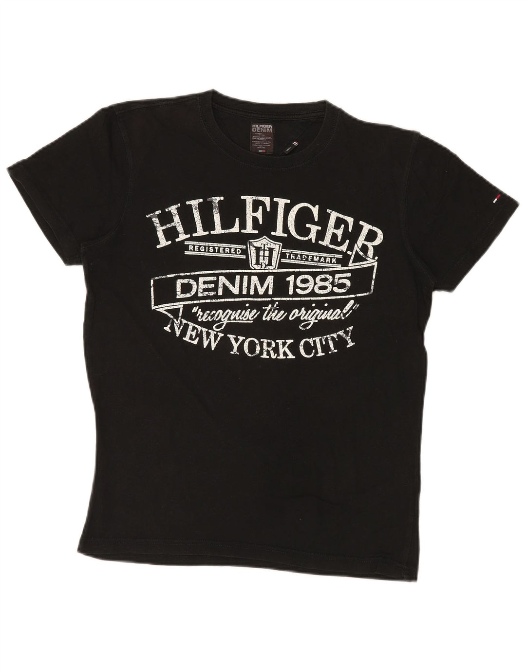 Camiseta masculina TOMMY HILFIGER com estampa gráfica pequena de algodão preto