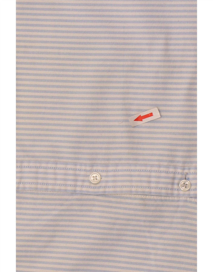 Camisa masculina American Eagle Slim Fit pequena listrada azul de algodão