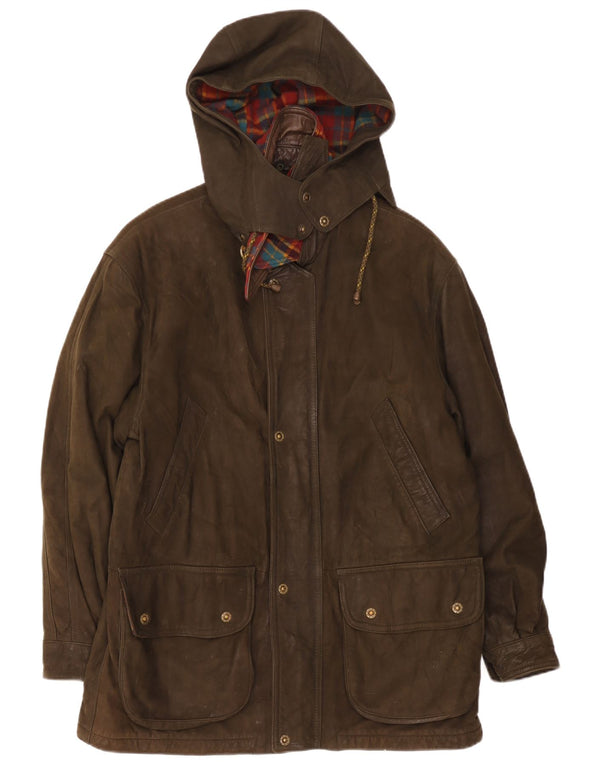 Casaco corta-vento masculino de couro com capuz Conrad IT 52 XL cáqui