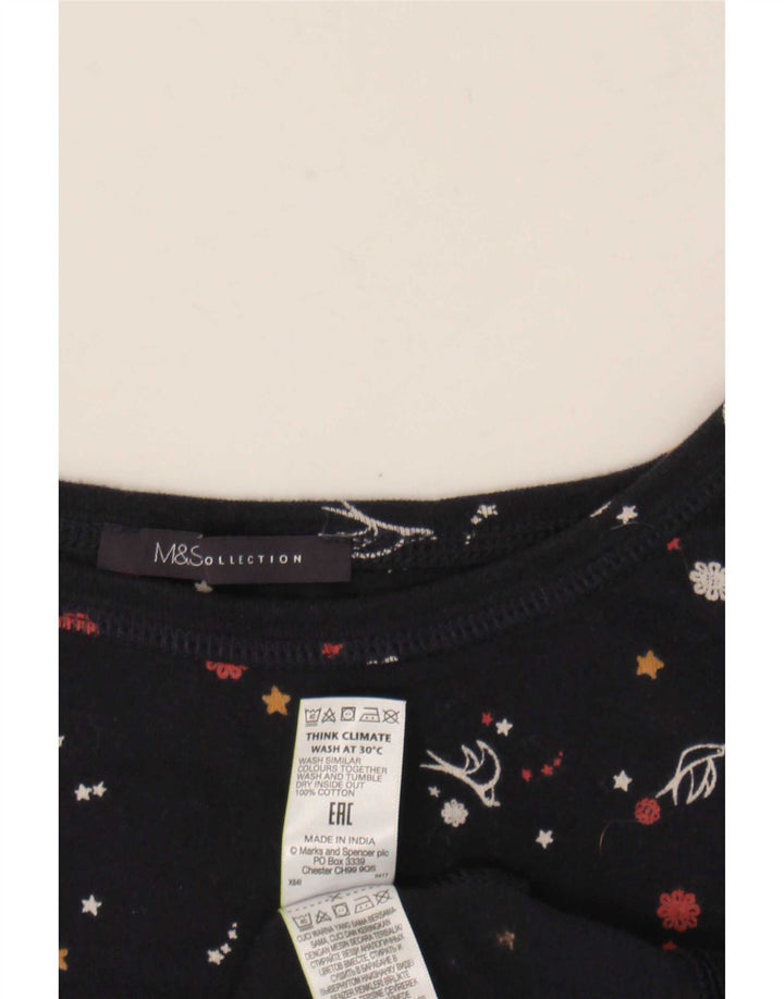 Top feminino Marks & Spencer com padrão abstrato manga 3/4 Reino Unido 20 2XL azul marinho
