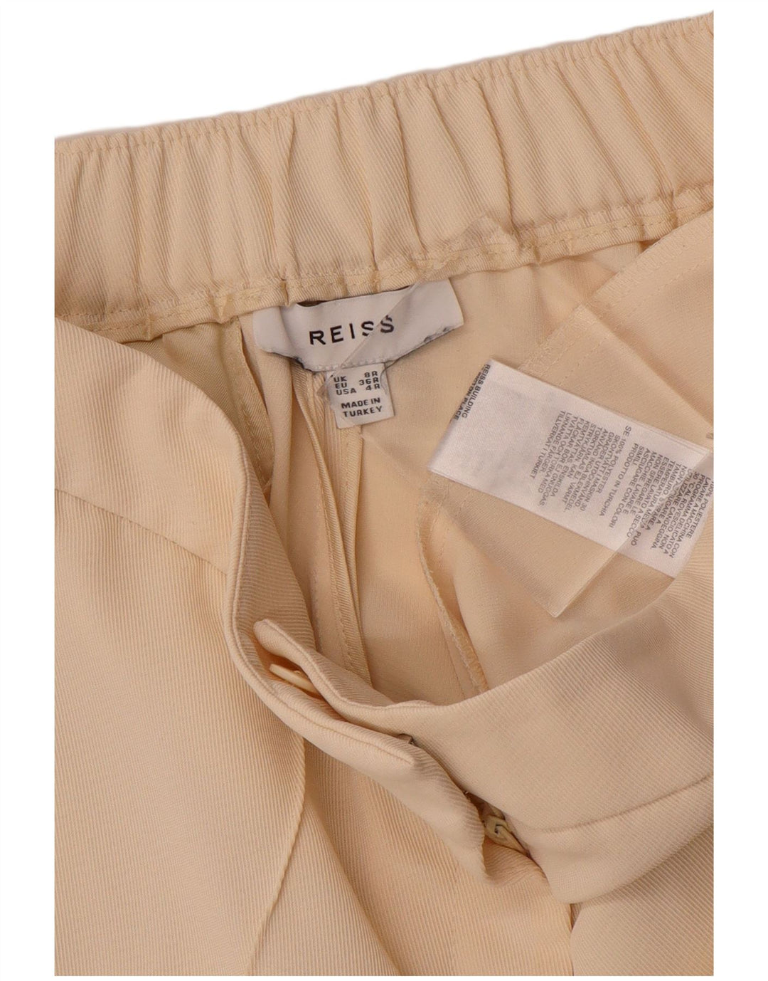 Calça Chino Reta Feminina REISS UK 8 Pequena W30 L30 Poliéster Bege