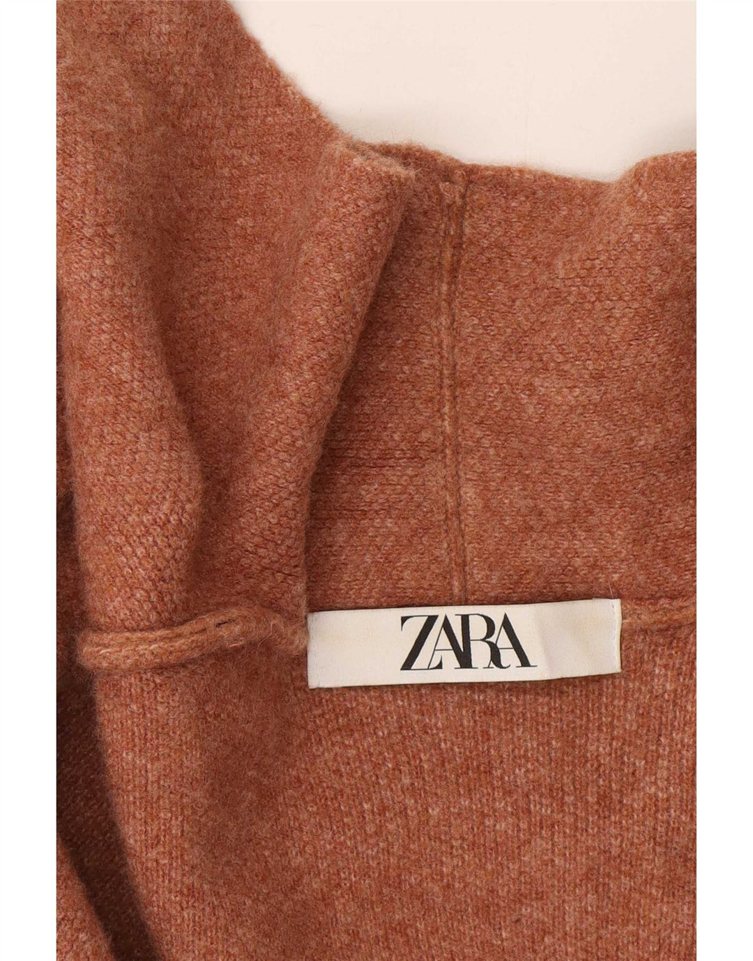 Suéter cardigã aberto com palangre feminino Zara Reino Unido 14 lã bege médio