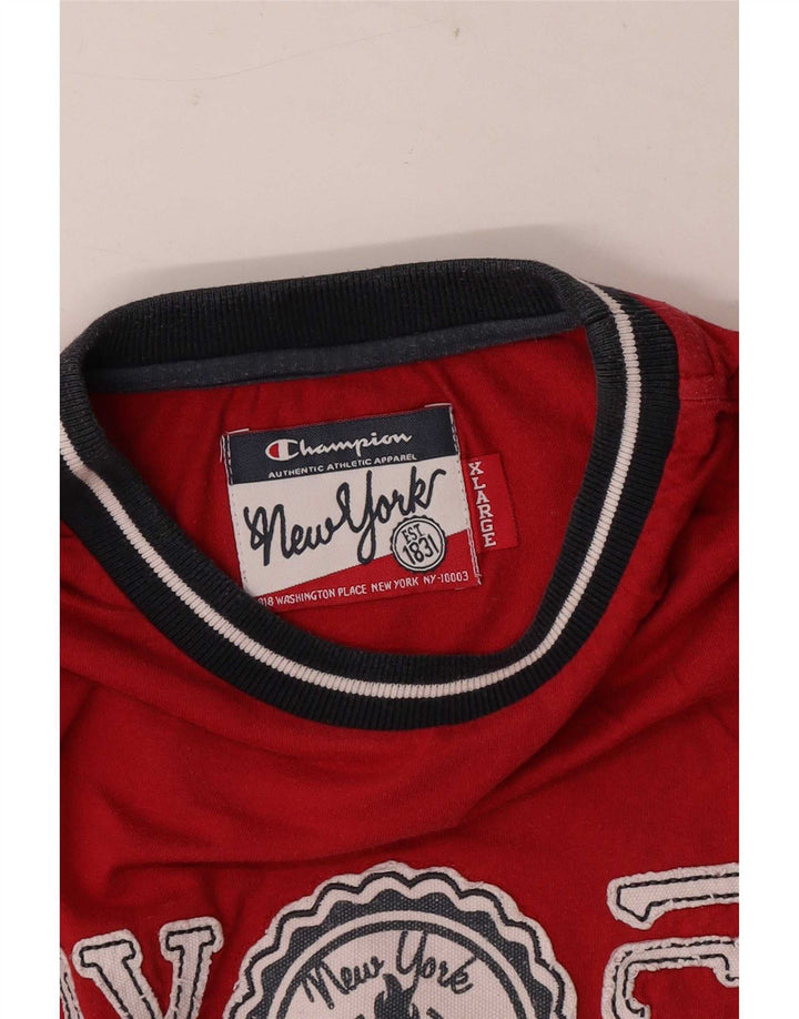 Camiseta masculina estampada Champion XL vermelho colorblock