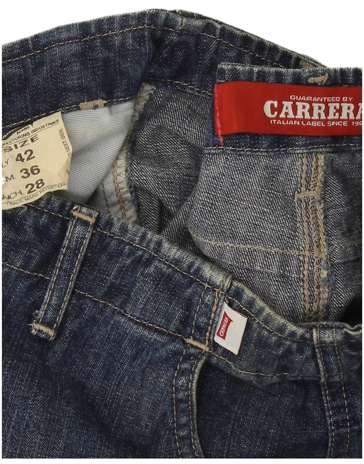Saia jeans feminina Carrera W28 algodão azul marinho médio