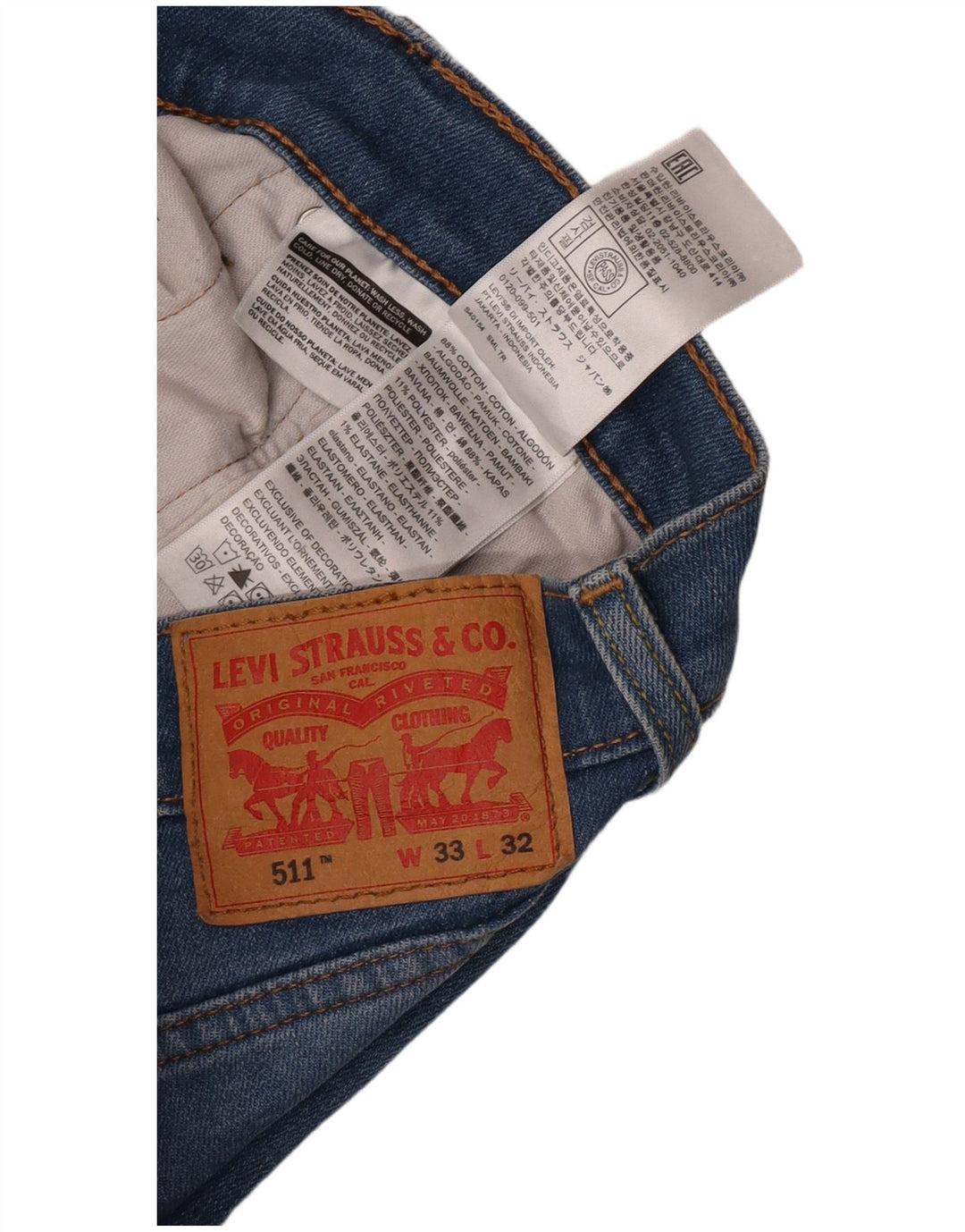 Calça Jeans Levis 511 Slim Masculina W33 L32 Azul Algodão
