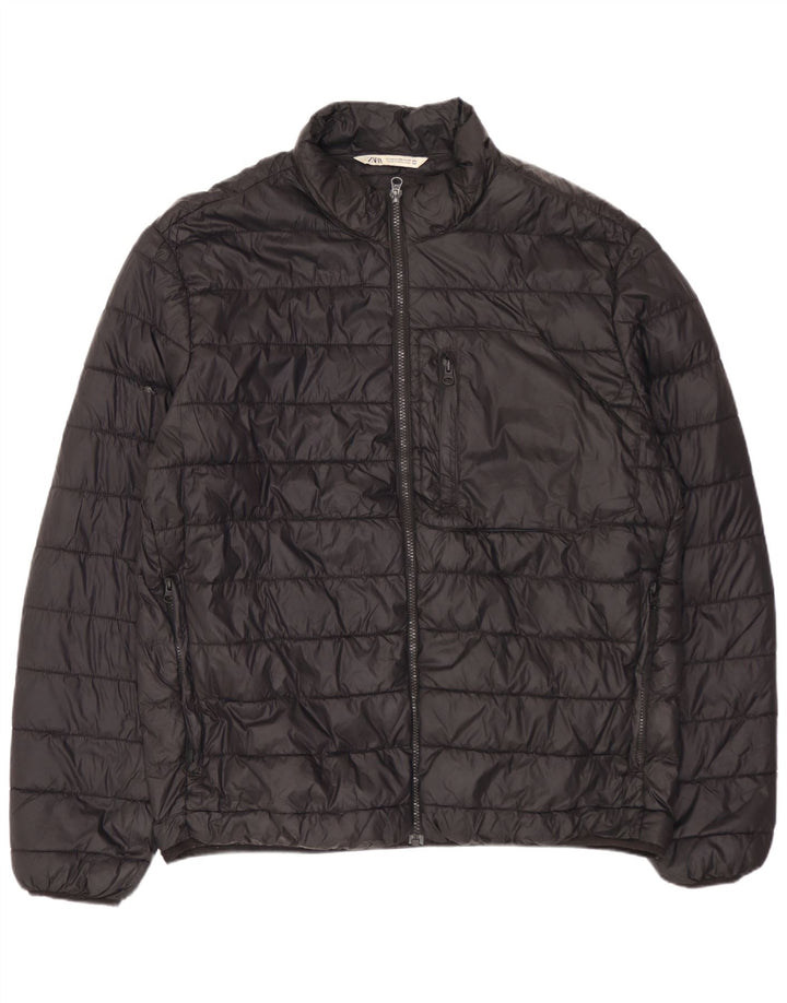 Jaqueta acolchoada masculina ZARA UK 44 2XL nylon preto