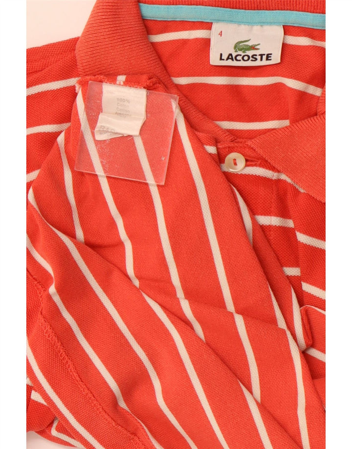 Camisa polo masculina LACOSTE tamanho 4 algodão listrado laranja médio