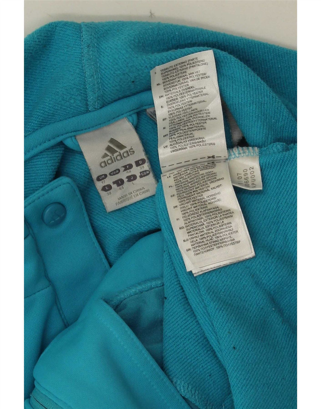 Adidas feminino zip moletom com capuz UK 12 médio azul colorblock poliéster
