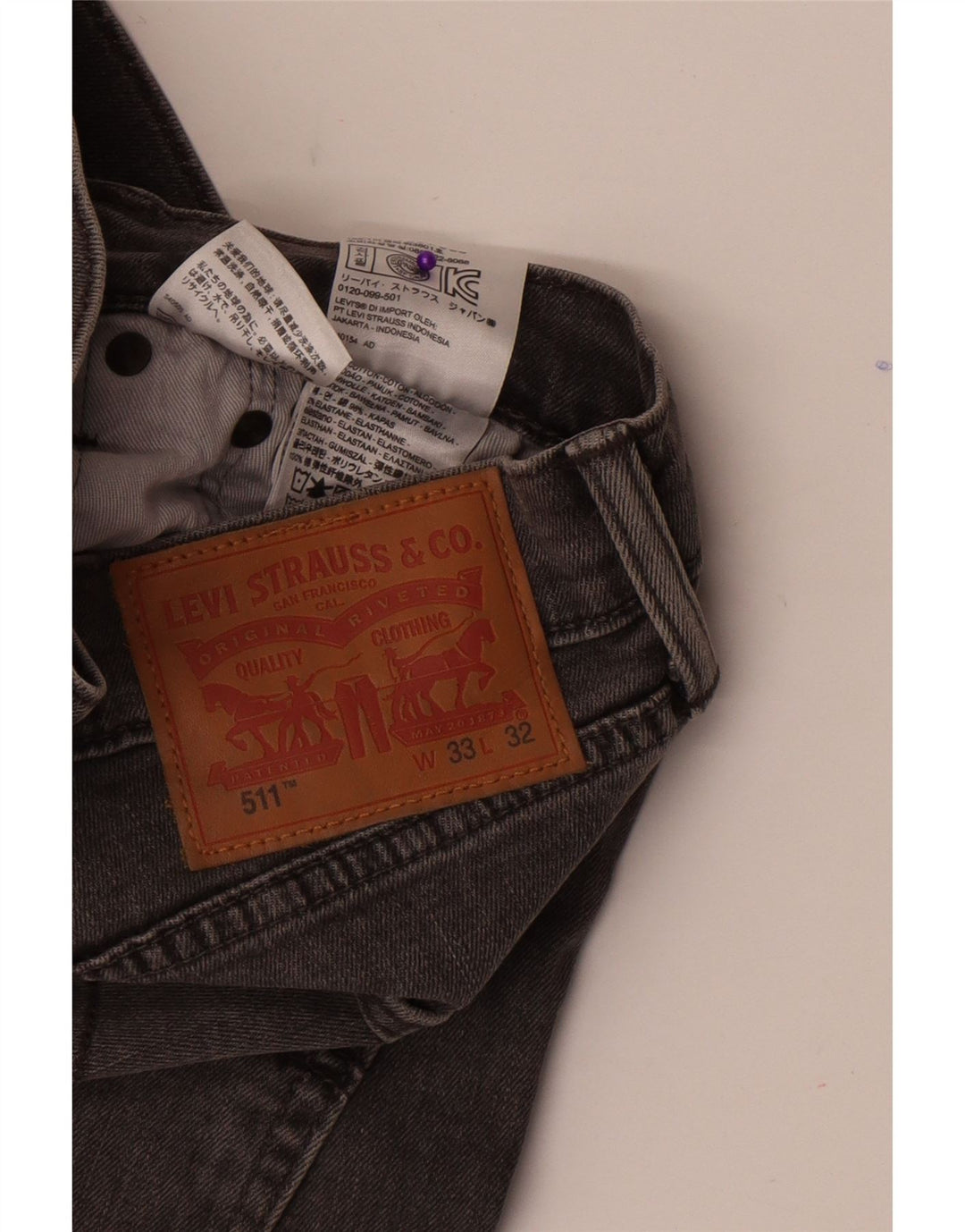 Calça Jeans Levis 511 Slim Masculina W33 L32 Cinza Algodão