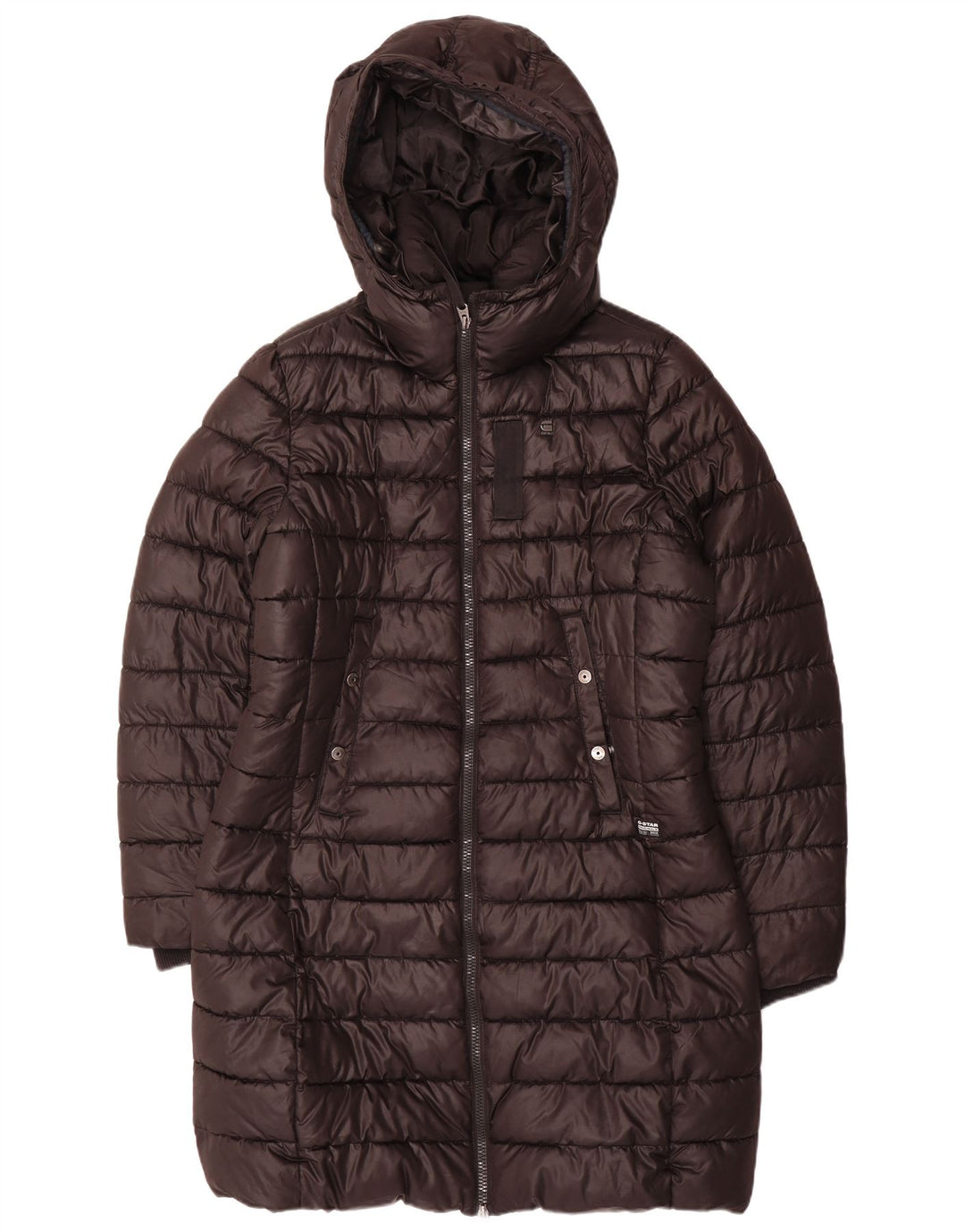 Casaco acolchoado com capuz feminino G-STAR UK 16 grande poliéster preto