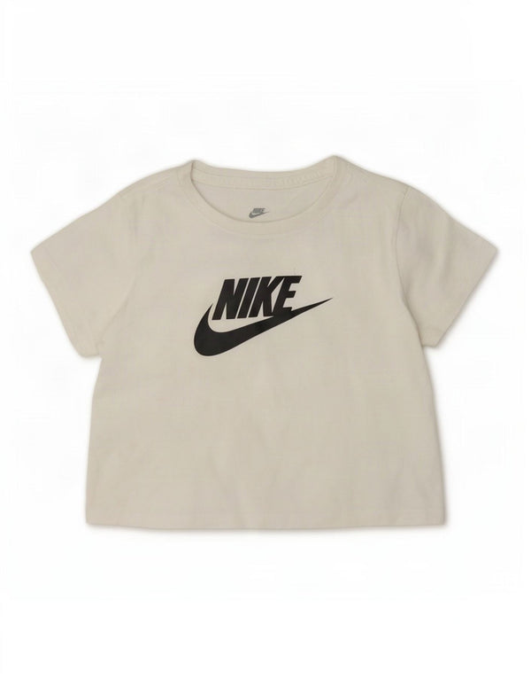 Camiseta Nike Girls Crop Graphic Top 12-13 anos Grande Algodão Branco