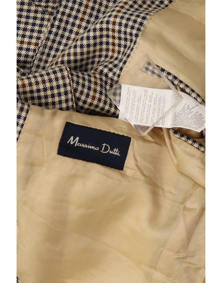 Jaqueta Blazer Masculina Massimo Dutti com 3 Botões Reino Unido 40 Grande Bege Houndstooth