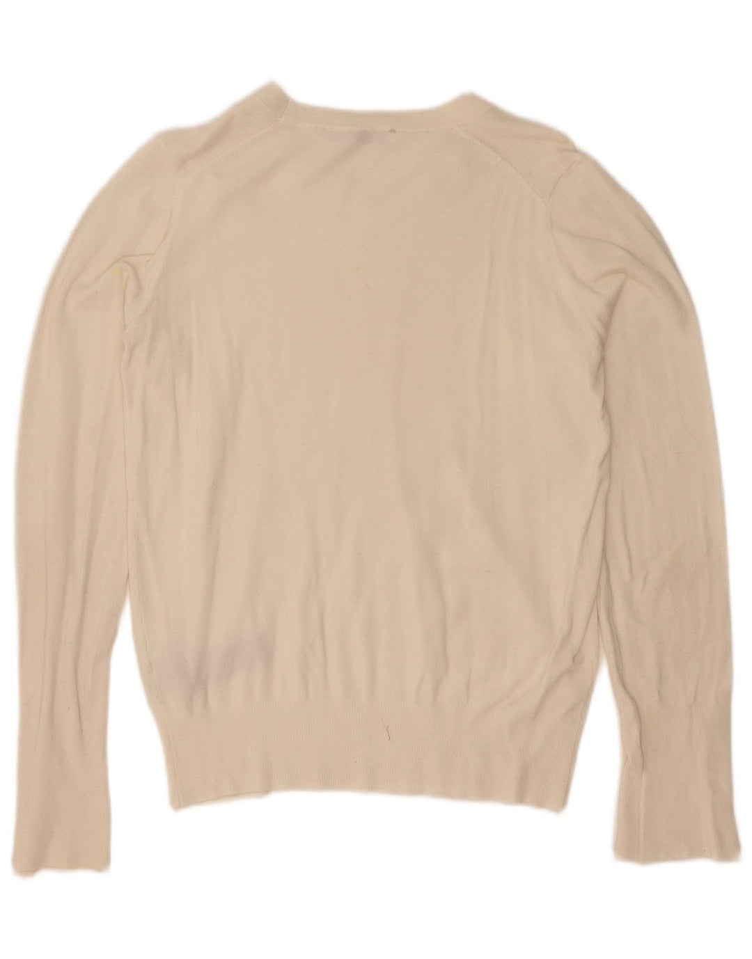 Suéter feminino Zara com gola canoa UK 12 viscose branca média