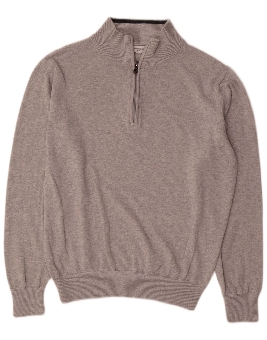 Suéter masculino Calvin Klein com zíper e gola em algodão cinza médio
