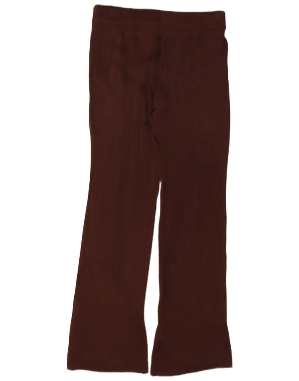 Zara Calça feminina casual cintura alta bootcut grande W30 L32 marrom viscose
