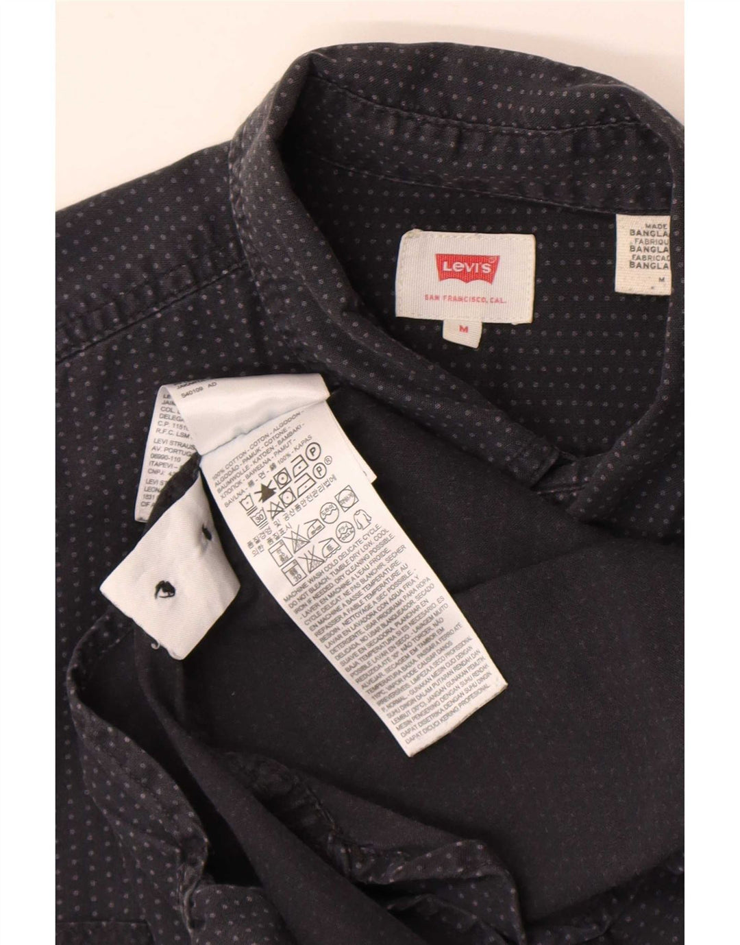 Camisa masculina Levi's de algodão manchado azul marinho médio