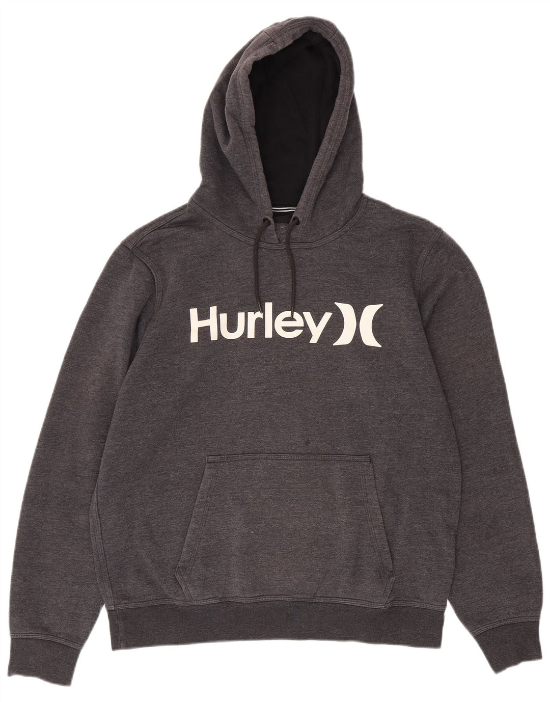 Suéter masculino com capuz gráfico HURLEY algodão cinza médio