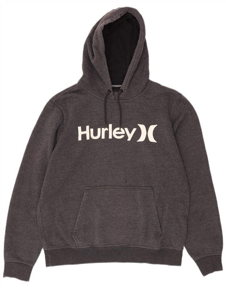 Suéter masculino com capuz gráfico HURLEY algodão cinza médio