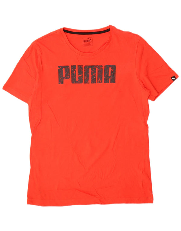 Puma Mens Graphic T-Shirt Top Médio Algodão Vermelho
