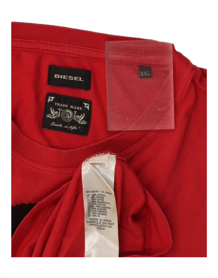Camiseta gráfica masculina DIESEL Top 2XL algodão vermelho