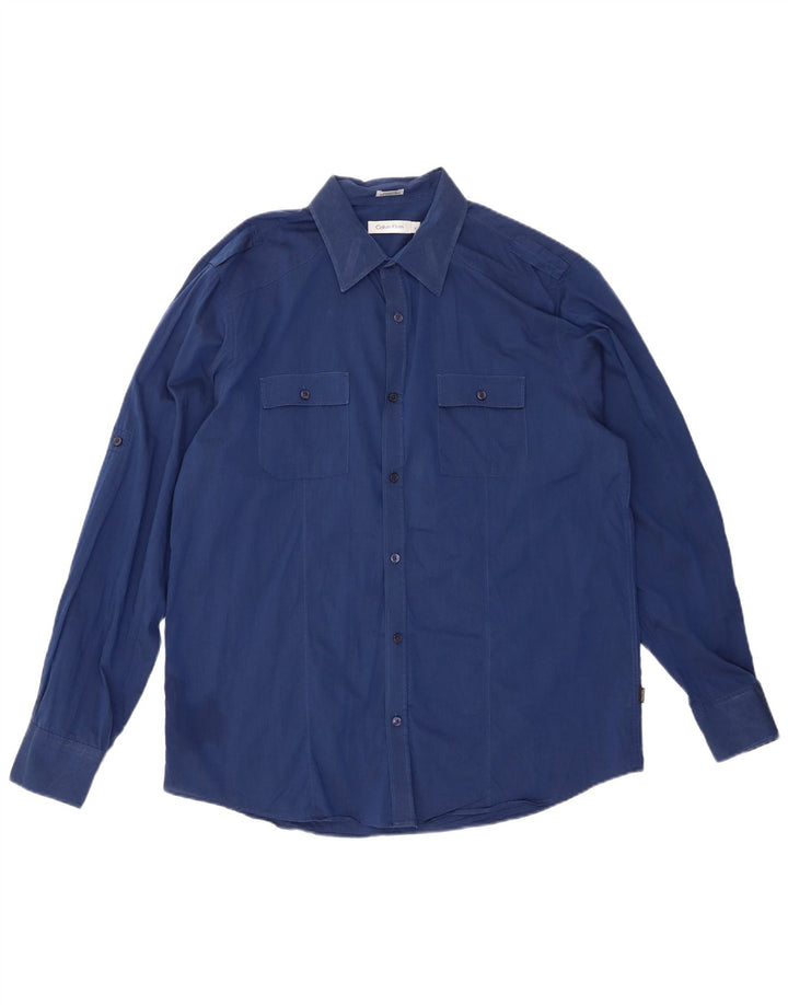 Camisa masculina CALVIN KLEIN grande algodão azul