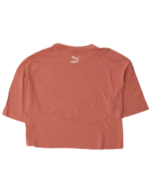 Camiseta feminina Puma Crop Oversized Top UK 6 XS algodão rosa