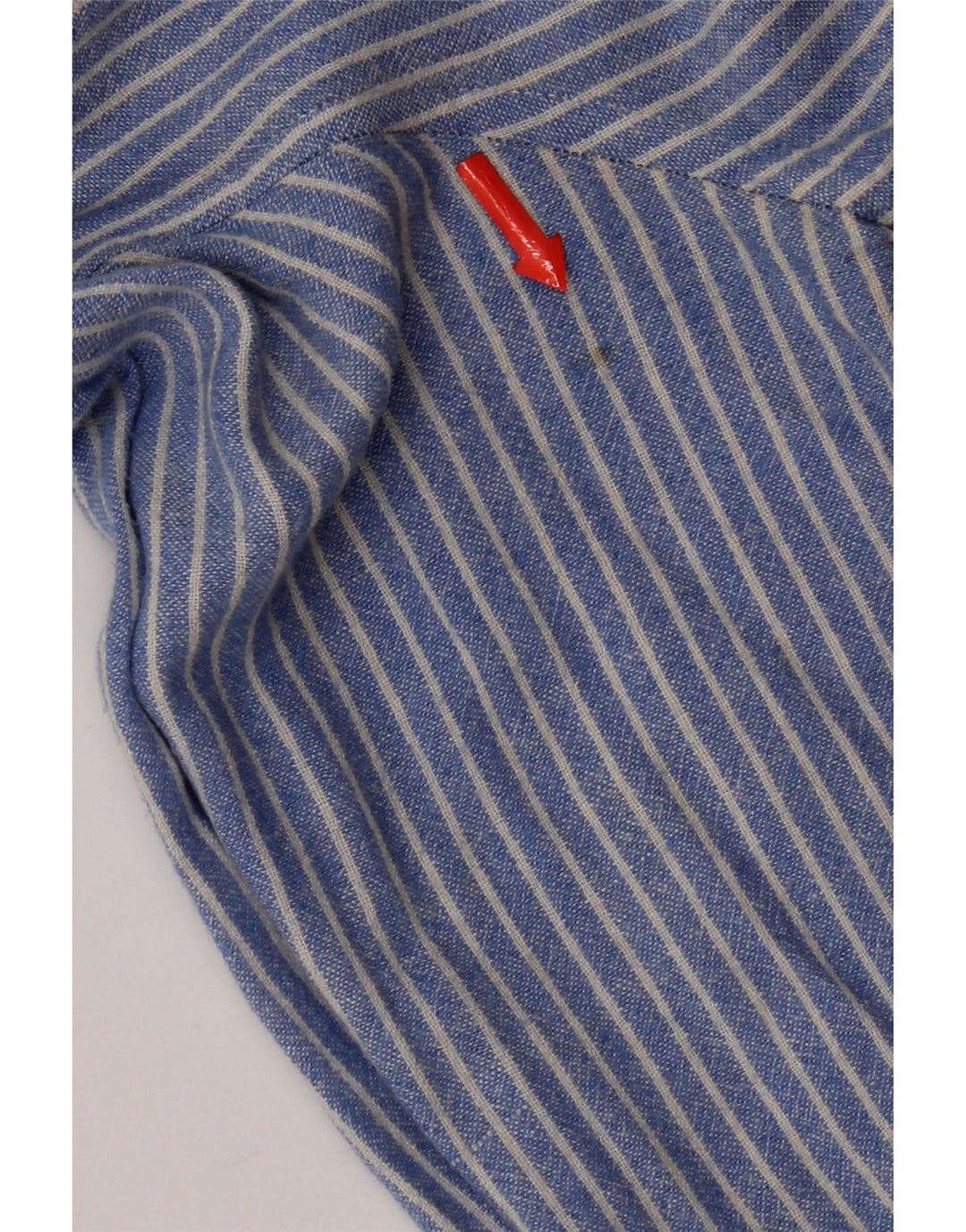 Camisa masculina Crew Clothing de linho listrado azul médio