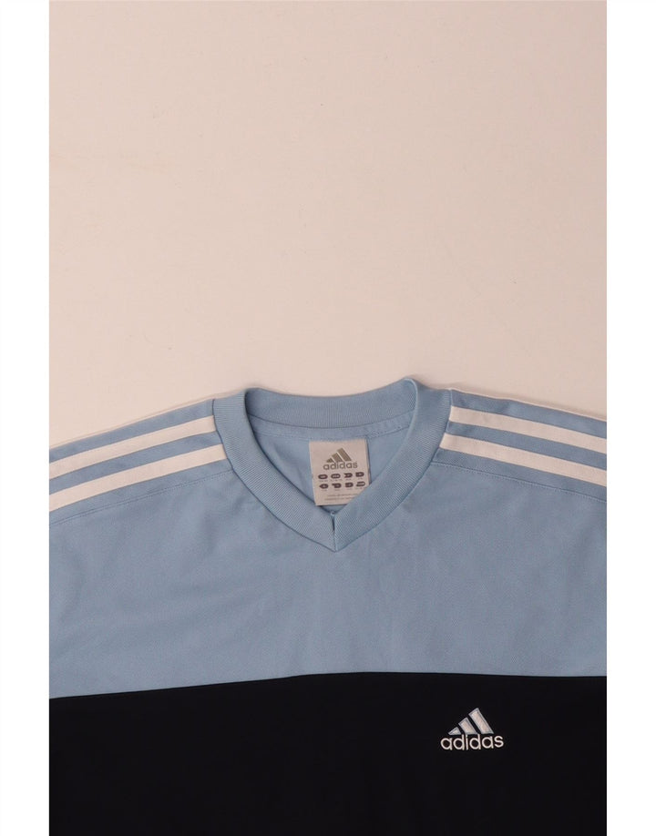 Camiseta masculina ADIDAS UK 34/36 pequena azul colorblock algodão