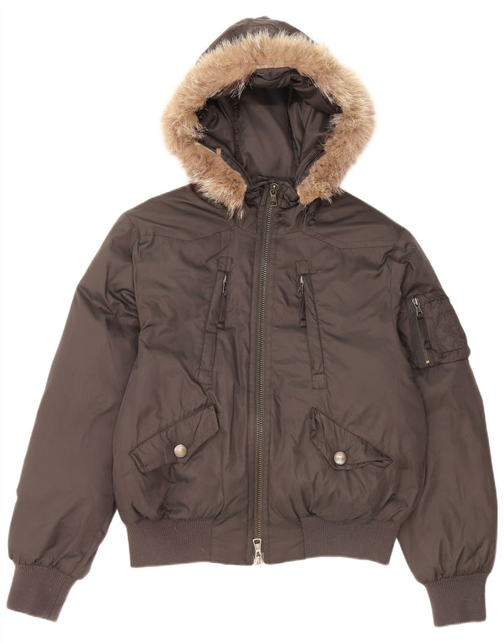 Jaqueta bomber acolchoada masculina com capuz Calvin Klein Reino Unido 38 verde médio