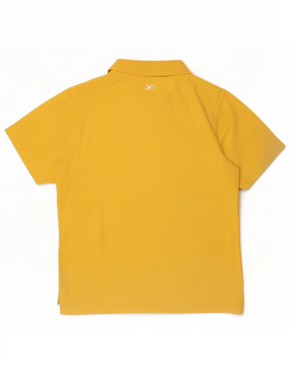 Camisa pólo gráfica masculina Reebok grande algodão amarelo