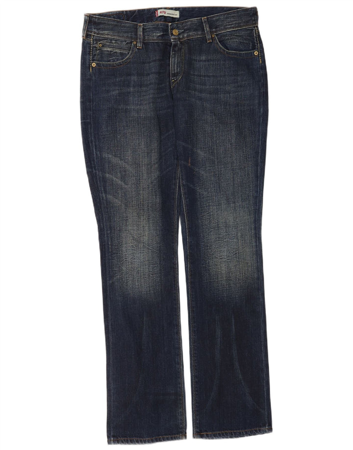 Calça jeans feminina Levi's 470 Straight W33 L34 azul marinho algodão