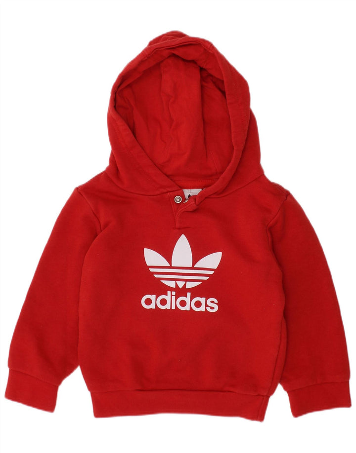 Suéter com capuz gráfico ADIDAS para meninas de 6 a 9 meses em algodão vermelho