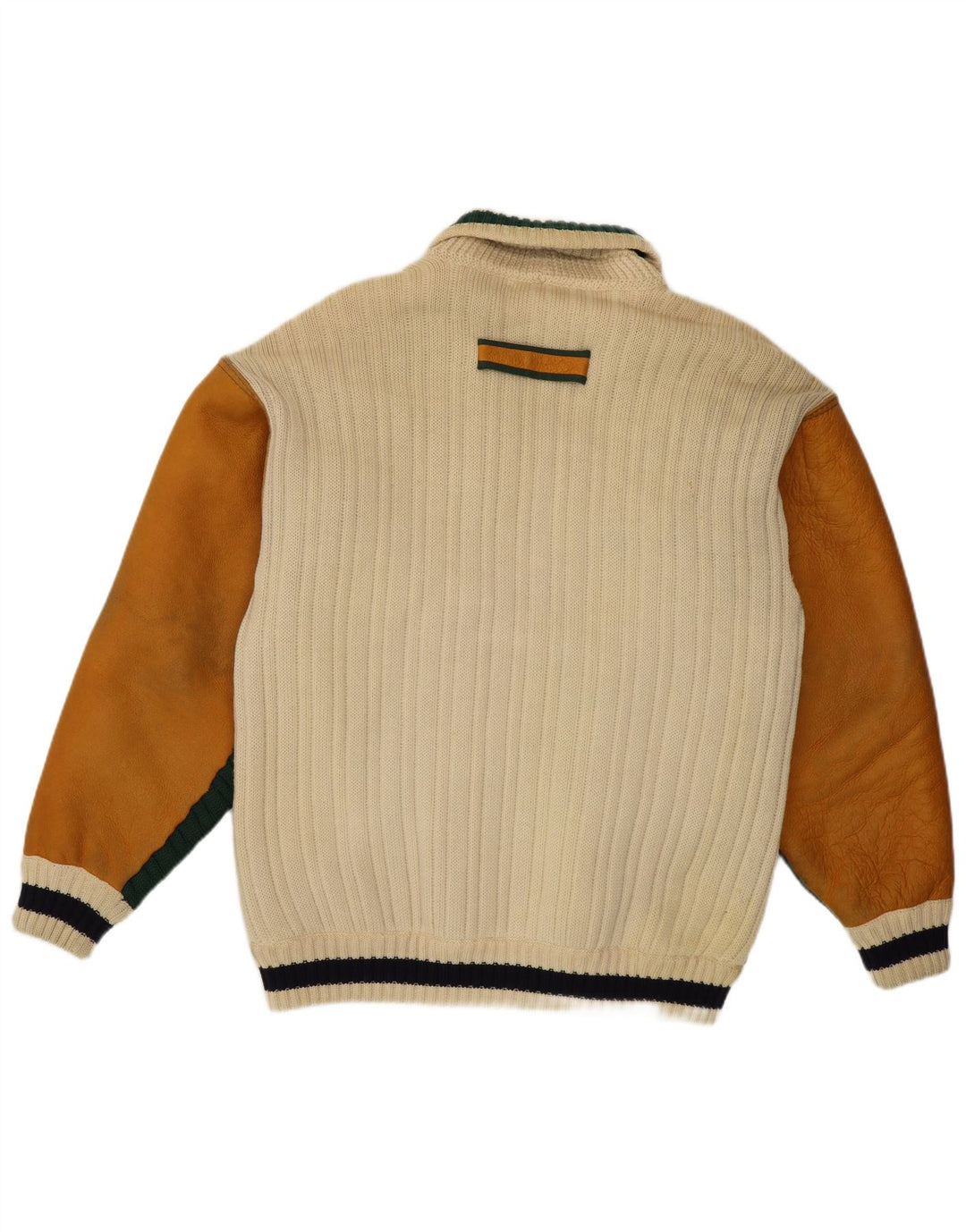 Jaqueta masculina Umberto Bilancioni UK 40 grande couro amarelo colorblock