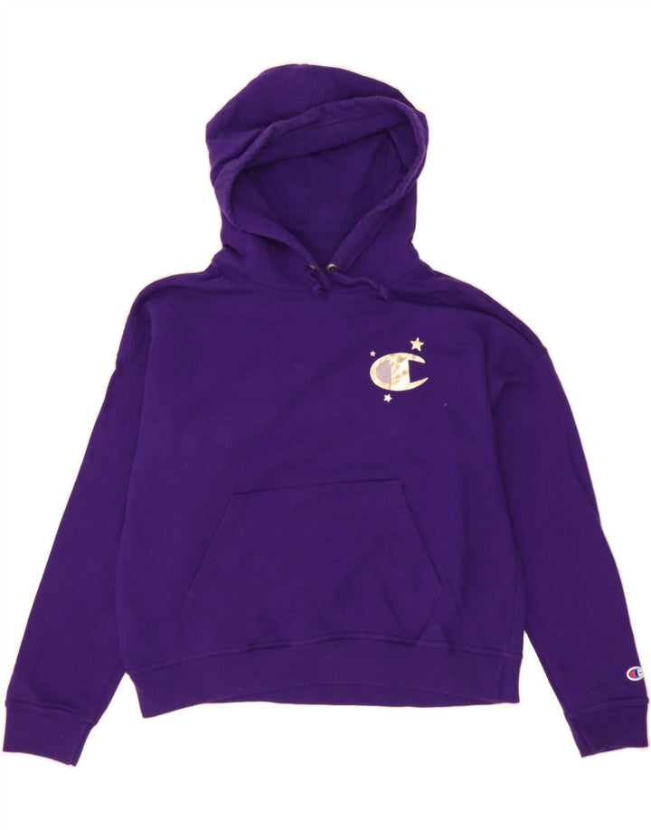 CHAMPION Womens Hoodie Jumper UK 14 Medium Purple Cotton Vintage Champion and Second-Hand Champion from Messina Hembry 