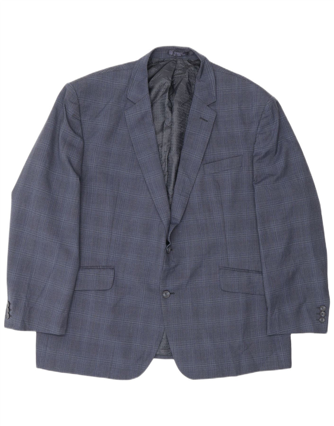Jaqueta blazer masculina Pierre Cardin com 2 botões UK 50 5XL azul marinho xadrez