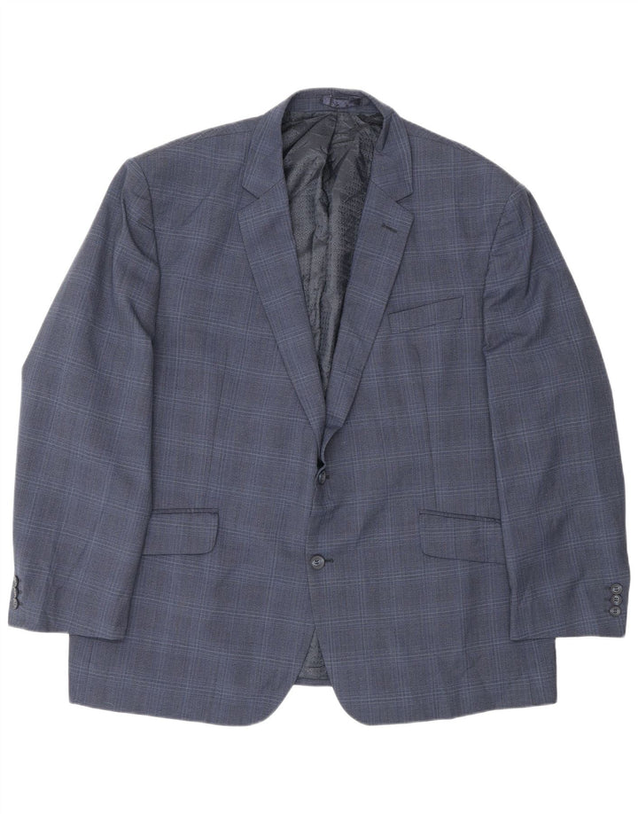 Jaqueta blazer masculina Pierre Cardin com 2 botões UK 50 5XL azul marinho xadrez
