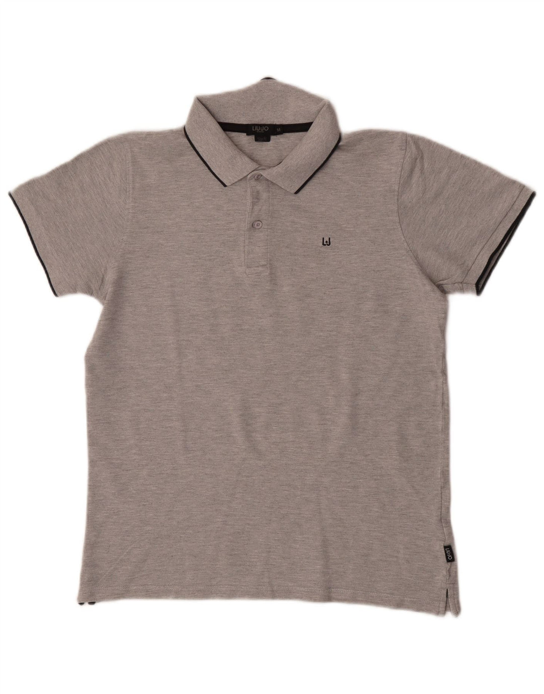 Camisa polo masculina Liu Jo Slim Fit algodão manchado cinza médio