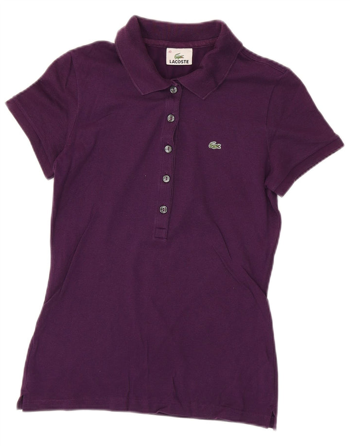 Camisa polo feminina Lacoste tamanho 40 algodão roxo médio