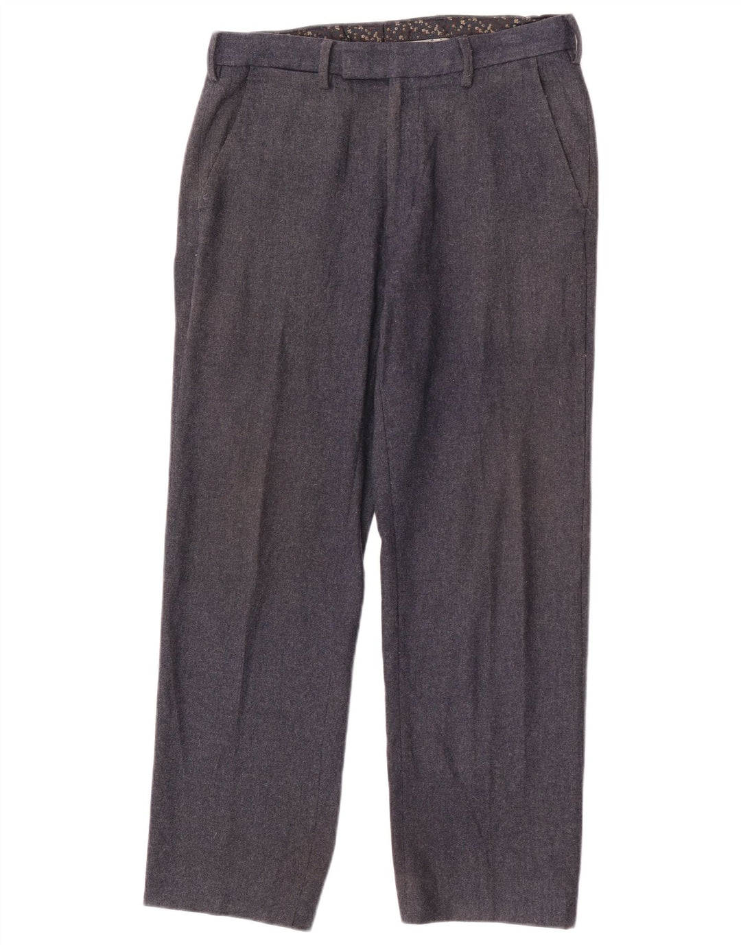 Calça masculina de terno reto Marks & Spencer W30 L27 lã azul marinho