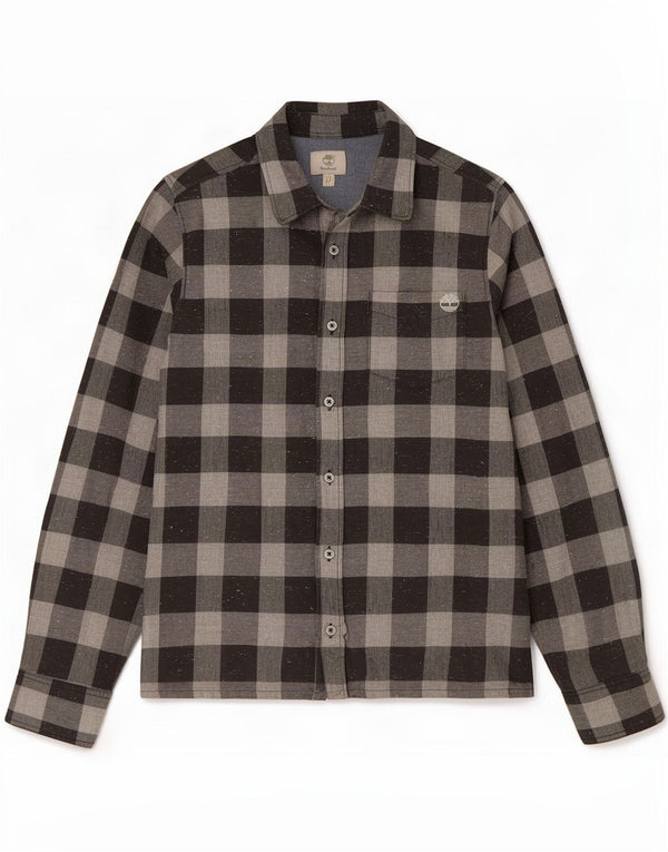 Camisa Timberland Meninos Flanela 13-14 Anos Pequeno Algodão Gingham Cinza
