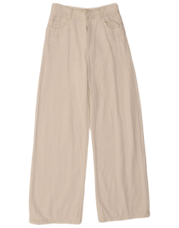 Zara Jeans feminino cintura alta com perna larga EU 36 XS W26 L31 algodão branco